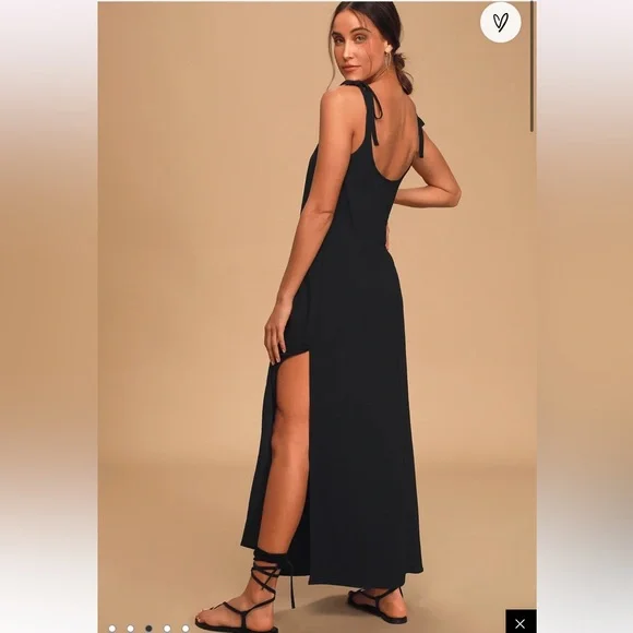 Lulus Salt Water Breeze Black Tie-Strap Maxi Dress - Picture 5 of 12